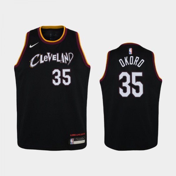 Isaac Okoro Cleveland Cavaliers #35 Youth City 2020-21 Jersey - Black